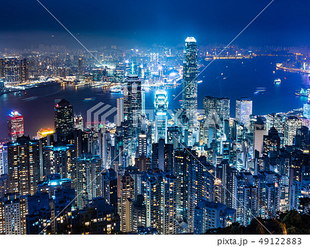 世界三大夜景 香港 ビクトリア ハーバーの写真素材