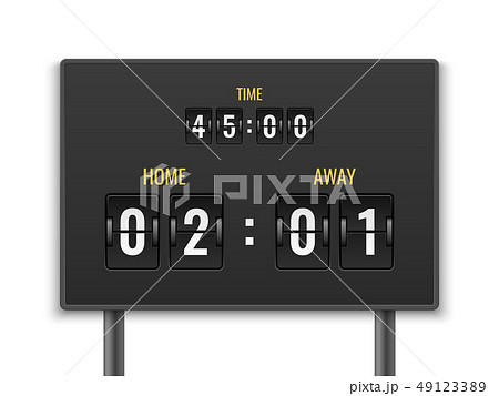 Scoreboard. Number count timer numeric down date mechanic panel countdown stadium match goal 49123389