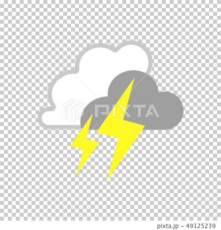 天気 雷 カミナリ 白バックのイラスト素材