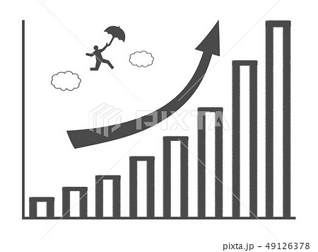 上昇のグラフ(景気,業績,株価)浮かれる人 上昇のグラフ(景気,業績,株価)浮かれる人 49126378