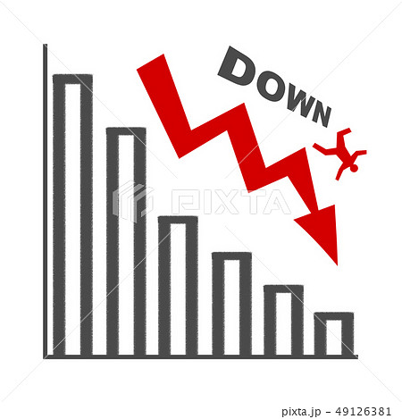 下がるグラフ 景気 業績 株価 のイラスト素材