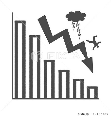 下がるグラフ 景気 業績 株価 のイラスト素材