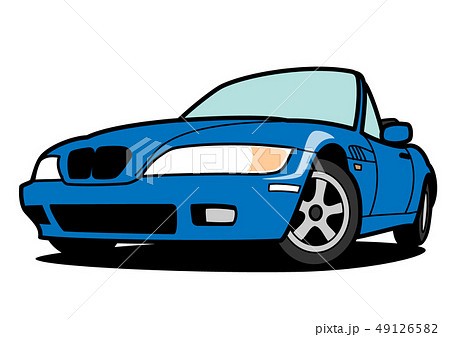 ジャーマンオープンカー 青 自動車イラストのイラスト素材