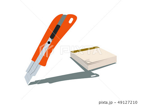 カッターナイフのイメージ 紙とカッター 文房具のクリップアート のイラスト素材