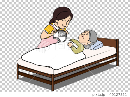 女性ヘルパーとお婆さんおむつ交換 49127831
