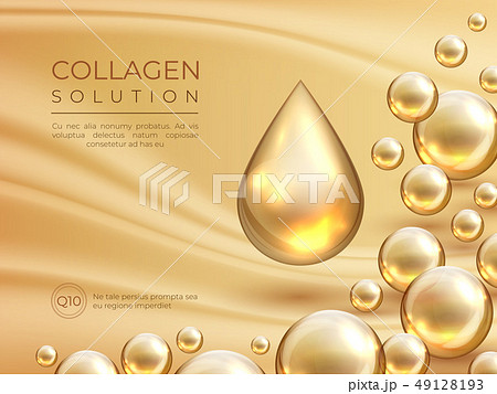 Collagen background. Cosmetic skin care ad banner, beauty essence and luxury face mask concept 49128193