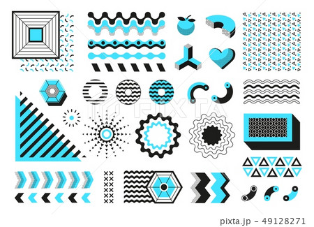 Abstract geometric shapes. Modern memphis line forms, hipster contemporary minimal banner poster 49128271