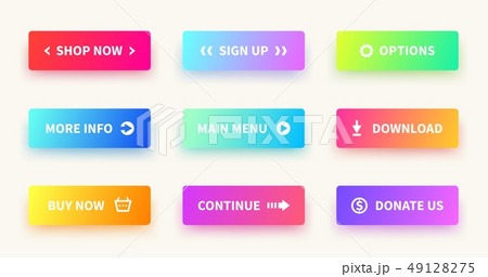 Gradient buttons. User interface web button, material design, ui rectangular shape, app action 49128275