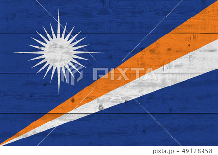Marshall Islands flag painted on old wood plank Marshall Islands flag painted on old wood plank 49128958