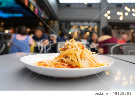 SOM-TAM, Thai delicious raw papaya salad with SOM-TAM, Thai delicious raw papaya salad with 49129503