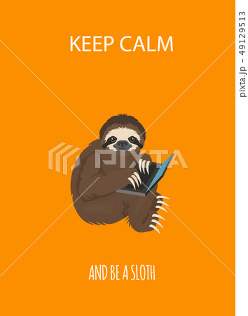 The story of one sloth. At home. Funny cartoon The story of one sloth. At home. Funny cartoon 49129513