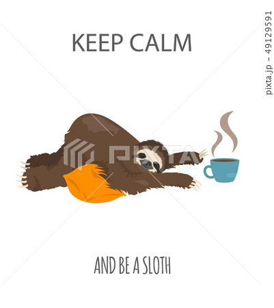The story of one sloth. Morning cofee. Funny 49129591