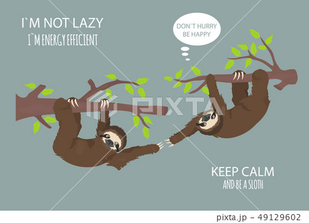 The story of one sloth. Outdoors. Funny cartoon 49129602