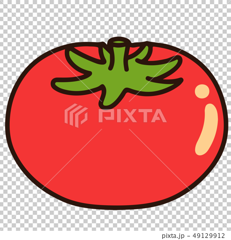 シンプルで可愛いヘタ付きの赤いトマトのイラスト 主線ありのイラスト素材