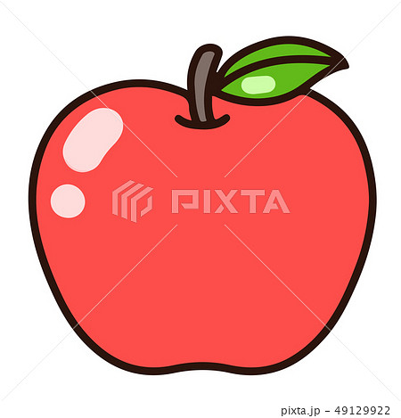 シンプルで可愛い葉っぱ付きの赤いりんごのイラスト 主線ありのイラスト素材
