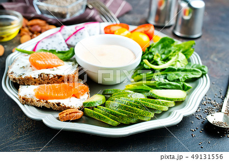 dinner on plate 49131556