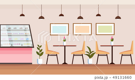 Modern Coffee Shop Empty No People Cafeteria のイラスト素材