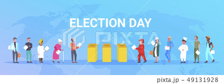 election day concept different occupations voters casting ballots at polling place during voting mix 49131928