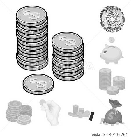 Vector illustration of coin and treasure logo. Set of coin and money  stock vector illustration. 49135264