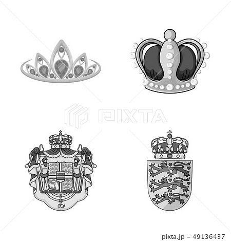 Isolated object of crown and royal sign. Collection of crown and jewelry stock symbol for web. 49136437