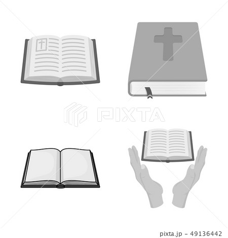 Vector design of book and christian logo. Set of book and holy stock vector illustration. 49136442