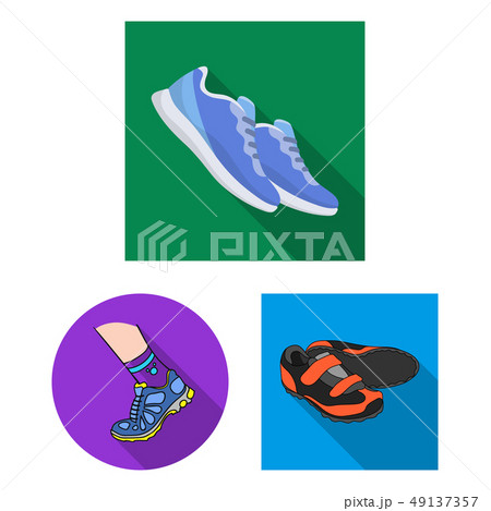 Vector design of shoe and sport sign. Set of shoe and fitness stock vector illustration. 49137357