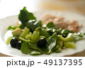 Tasty salad with olives, celery, avocado and spinach 49137395