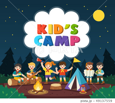 Children camping out in the park. Children camping out in the park. 49137559