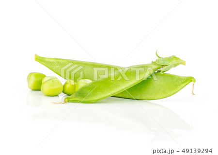 Green sugar snap pea isolated on white Green sugar snap pea isolated on white 49139294