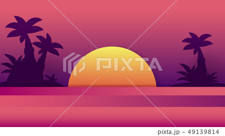 Tropical Sunset Summer Illustration Sunset Logoのイラスト素材