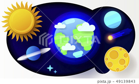 Cartoon Colorful Poster. Futuristic Space. Paper 49139843