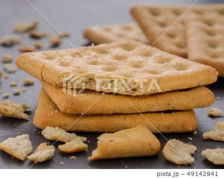 stack of square salt crackers stack of square salt crackers 49142941