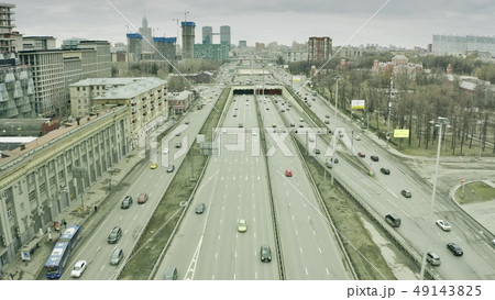 Aerial view of Leningradsky Prospekt, a major avenue in Moscow, Russia Aerial view of Leningradsky Prospekt, a major avenue in Moscow, Russia 49143825