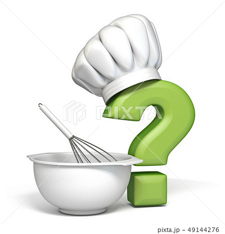 Question mark with cooking hat and bowl and egg 49144276