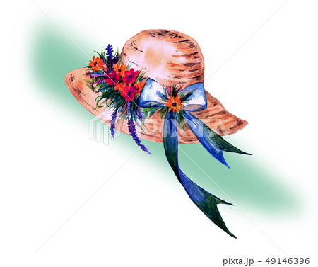 Sample手描きイラスト 水彩画 原画 麦わら帽子の女の子｜アート・写真 