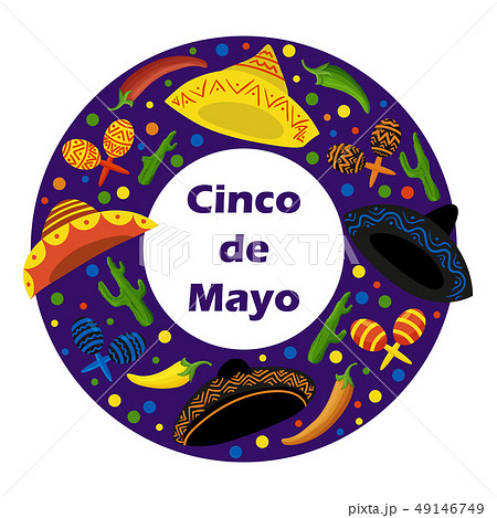 Cinco de Mayo colorful festive background with objects and symbols. 49146749