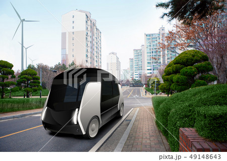 Futuristic autonomous bus 49148643