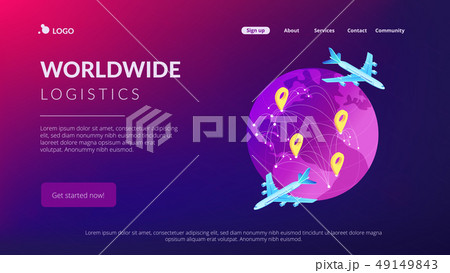 Global transportation system isometric 3D landing page. 49149843