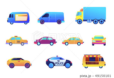 Different cars and delivery vector illustrations set. Different cars and delivery vector illustrations set. 49150101