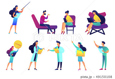 Professional doctors and nurses vector illustrations set. 49150108