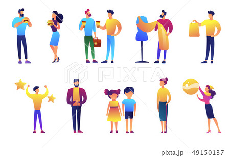 People of different generations and businessmen vector illustrations set. 49150137