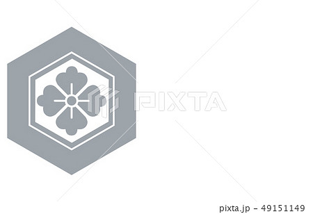 武将家紋銀直江花景綱のイラスト素材