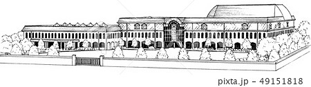 漫画風ペン画イラスト 学校 校舎 漫画風ペン画イラスト 学校 校舎 49151818