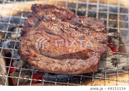 焼鳥・焼肉_おひとりさまの炭火焼き（炭焼き・網焼き・七輪・一人・宅飲み・バーベキュー・BBQ・焼肉 49153154