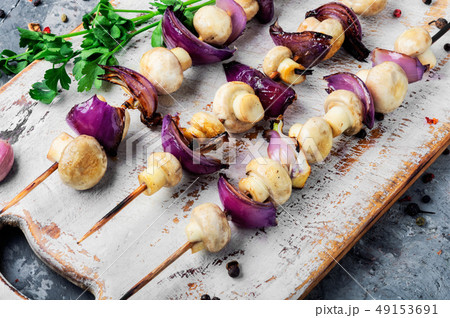 Vegetable kebabs with mushrooms 49153691