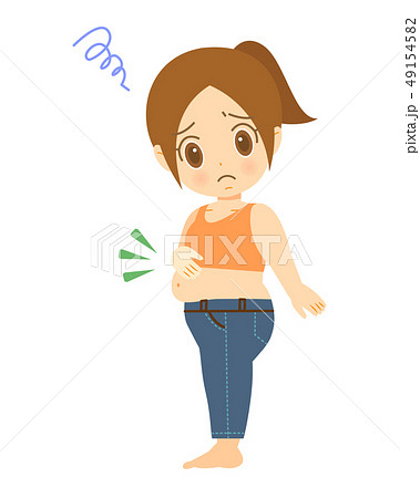 お腹を気にする女性 49154582