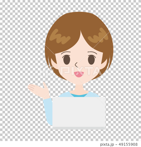 推薦的姿勢和使用PC的女人 49155908