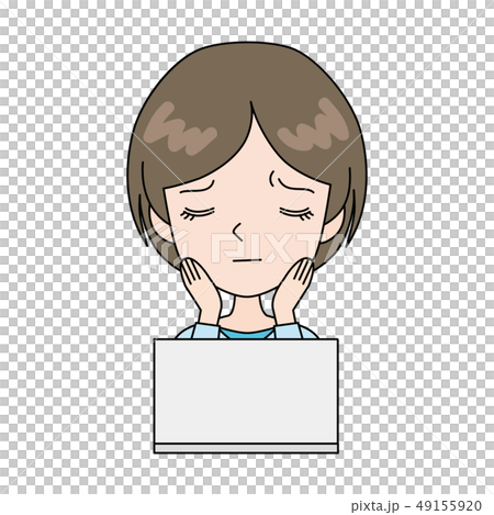 在痛苦的狀態下使用PC的女人 49155920