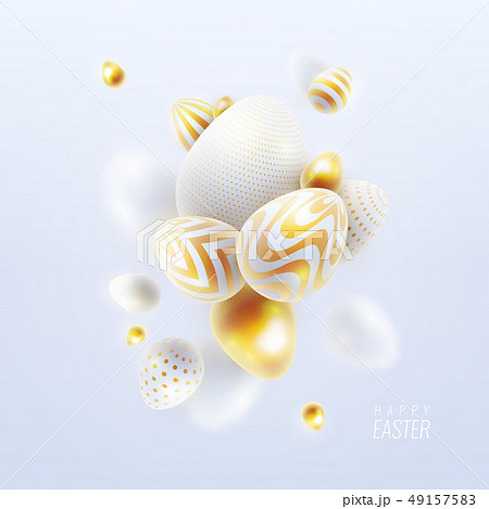 Happy Easter holiday background with 3d eggs Happy Easter holiday background with 3d eggs 49157583