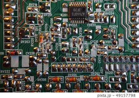 Circuit board background. Electronic hardware. 49157798